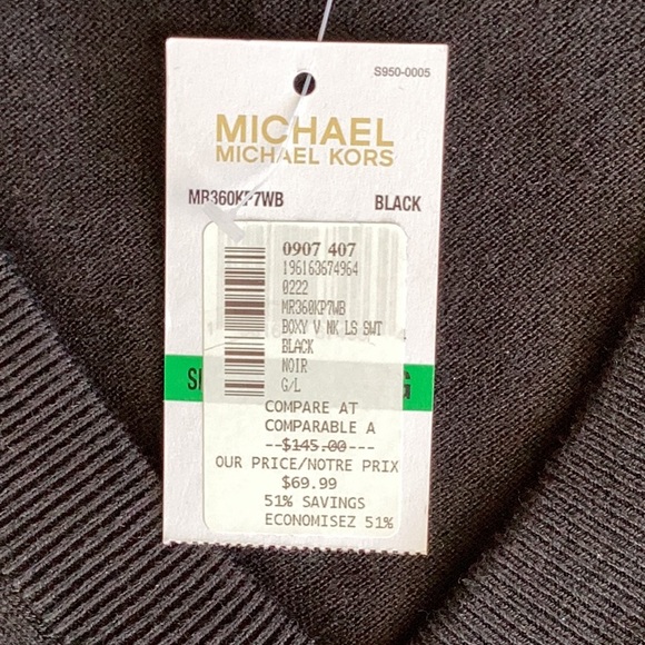 BNWT Michael Kors V Neck Sweater in Black Size L - Picture 4 of 7